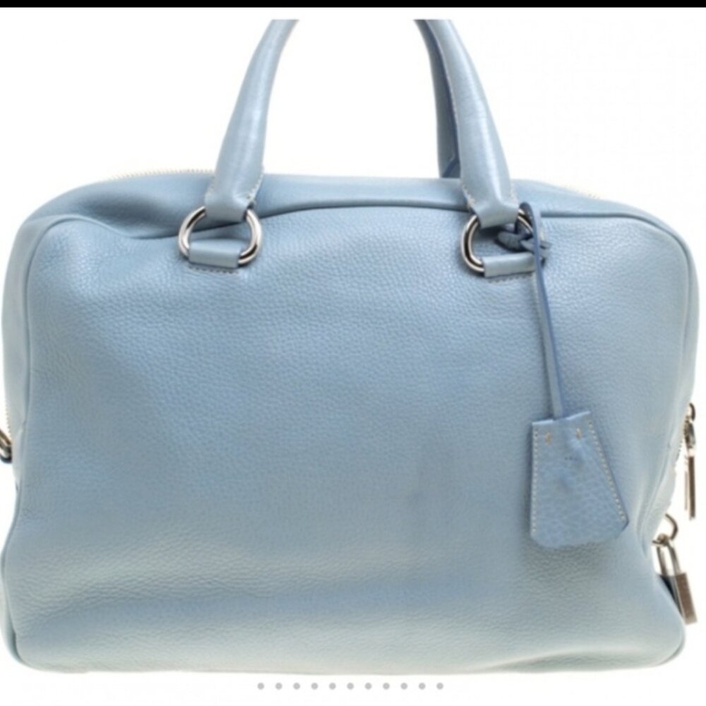 PRADA Light Blue Leather Bowler Handbag - Picture 4 of 16